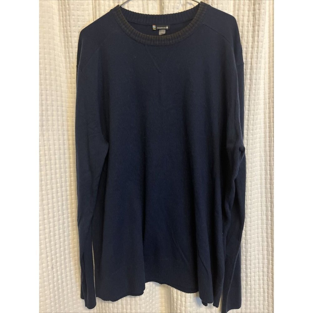 Smartwool Men's Size XL Navy Blue Merino Wool Blend Crew Neck Sweater E3